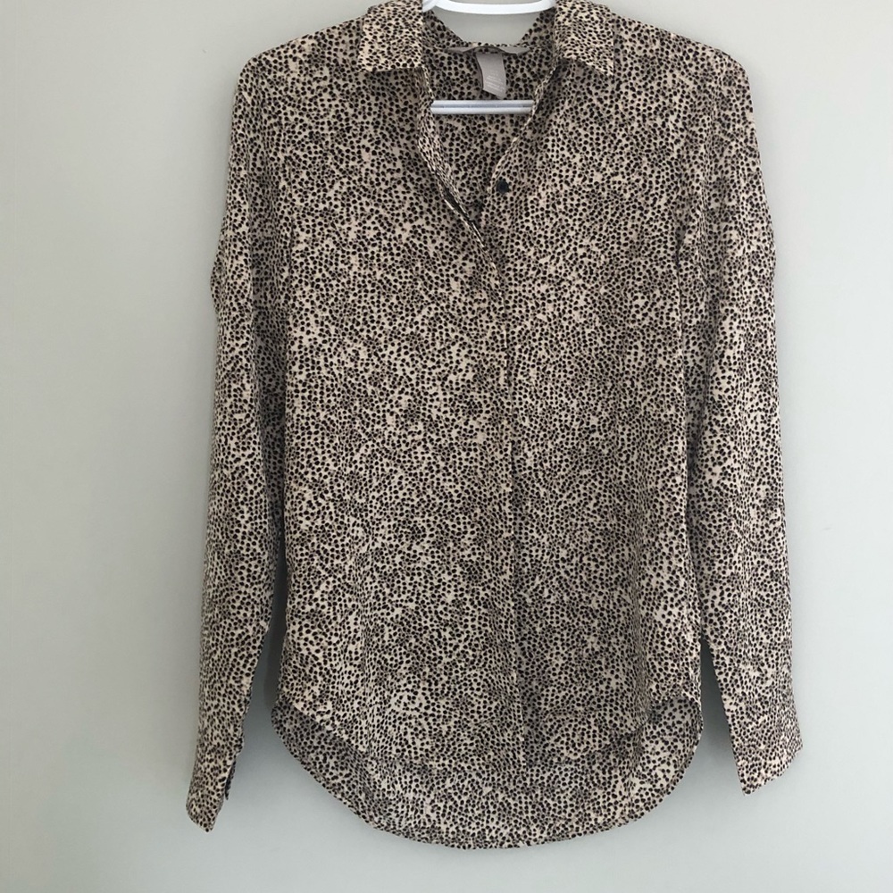 Leopard print button down blouse